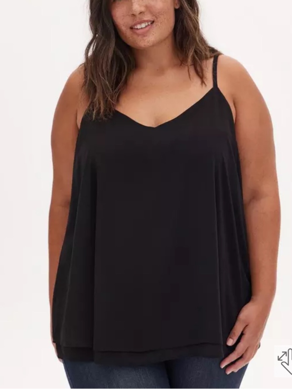 #67 Torrid 00 Sophie chiffon black double layer cami